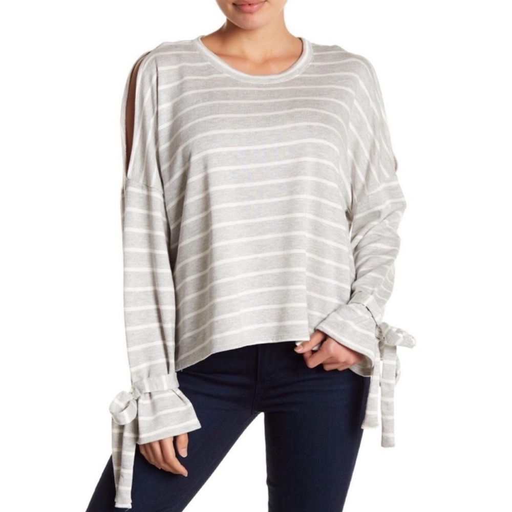 NWT Caslon Striped Cold Shoulder Sweatshirt
